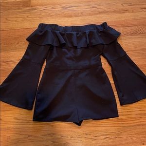 Off the shoulder black romper